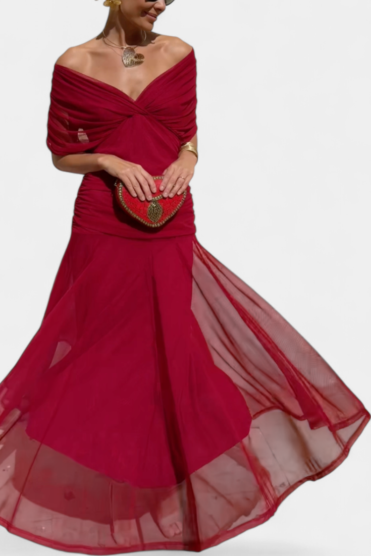 Robe femme soirée drapé fluide silhouette flatteuse – Image 14
