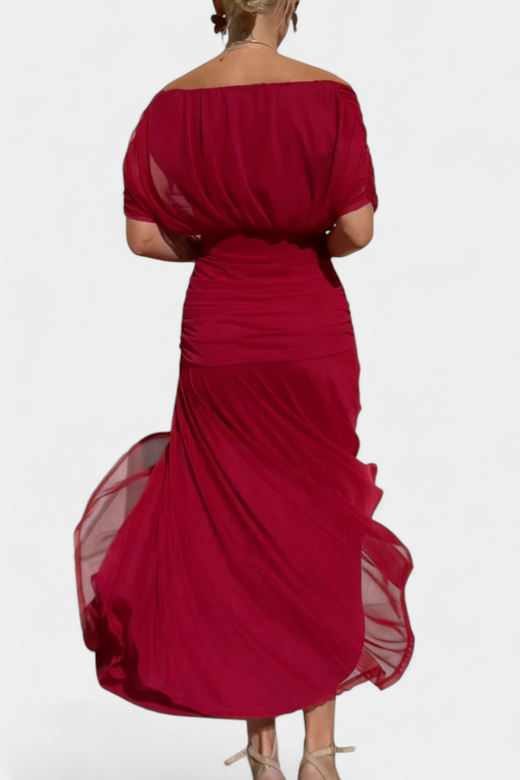 Robe femme soirée drapé fluide silhouette flatteuse – Image 15