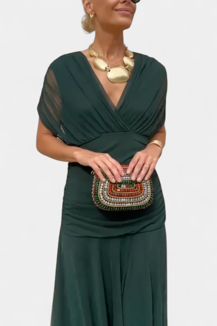 Robe femme soirée drapé fluide silhouette flatteuse – Image 7