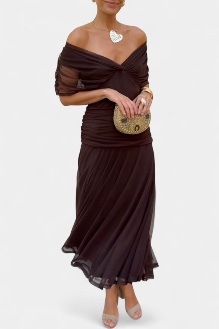Robe femme soirée drapé fluide silhouette flatteuse – Image 8