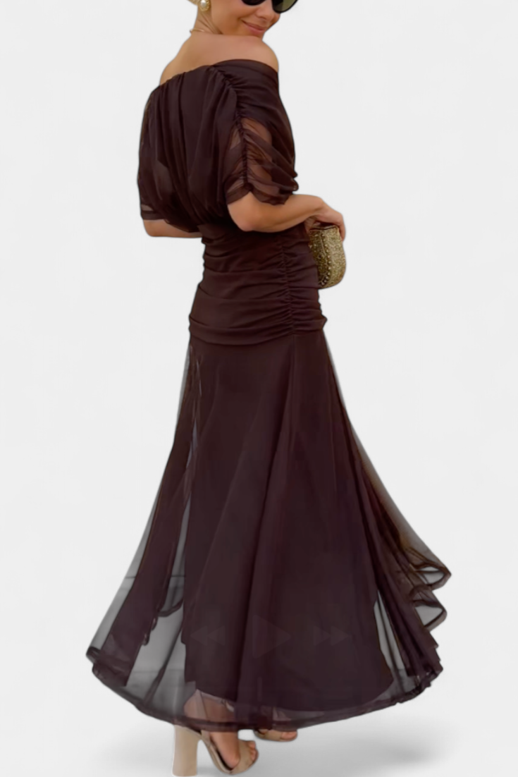 Robe femme soirée drapé fluide silhouette flatteuse – Image 9