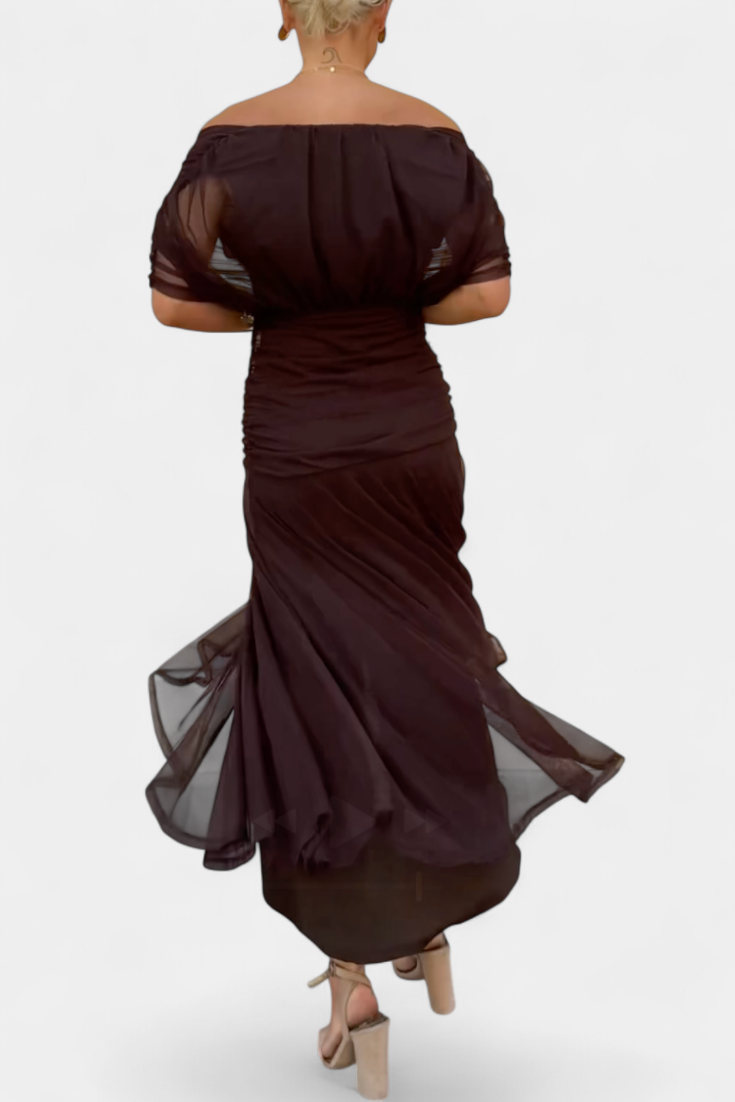 Robe femme soirée drapé fluide silhouette flatteuse – Image 10