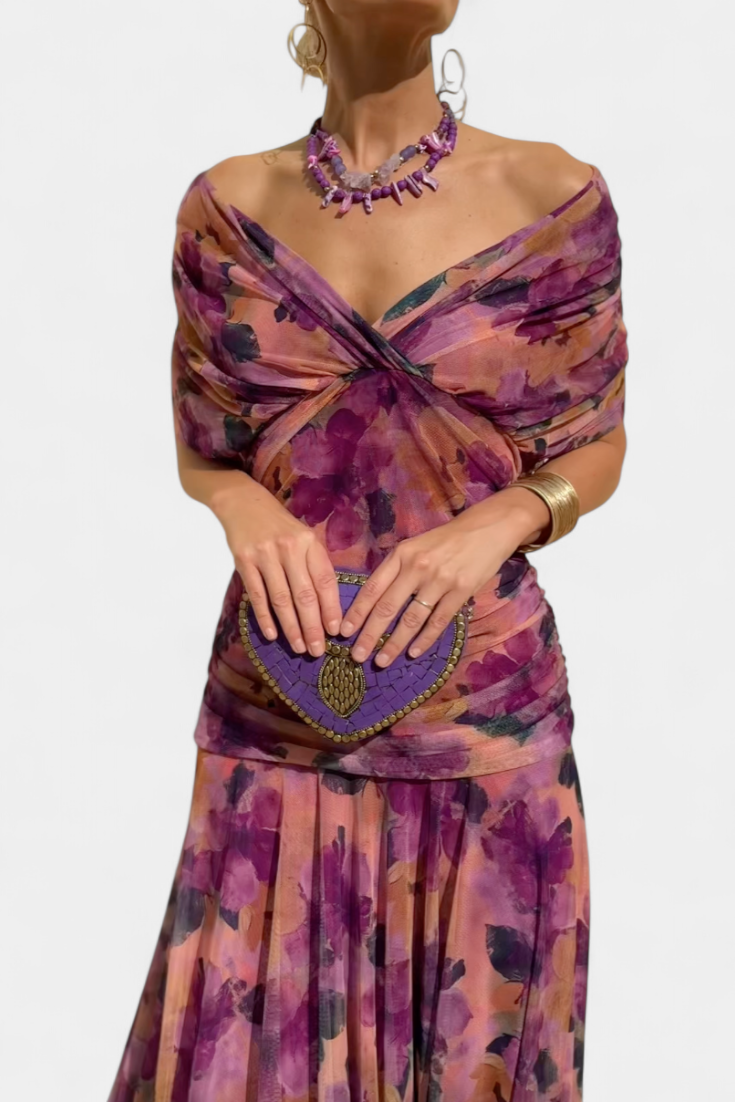 Robe femme soirée drapé fluide silhouette flatteuse – Image 3