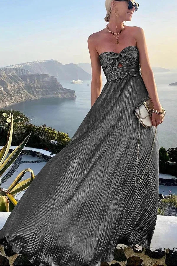 Robe femme soirée plissée aux reflets lumineux – Image 10