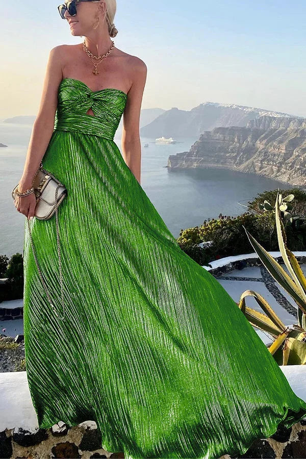 Robe femme soirée plissée aux reflets lumineux – Image 12