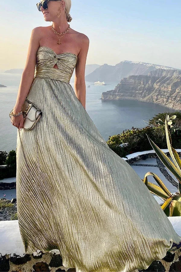 Robe femme soirée plissée aux reflets lumineux – Image 8