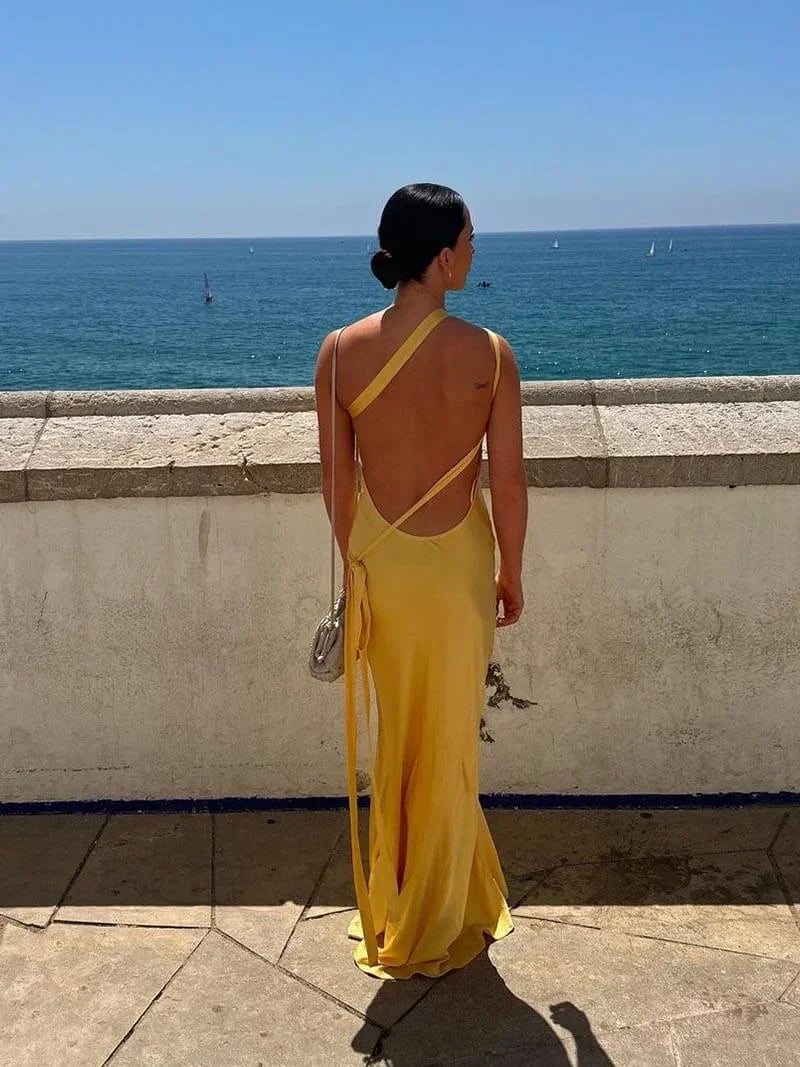 Robe femme satinée fluide élégante soirée – Image 6