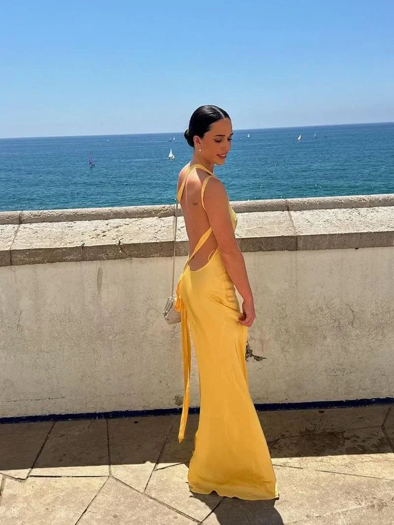 Robe femme satinée fluide élégante soirée – Image 5