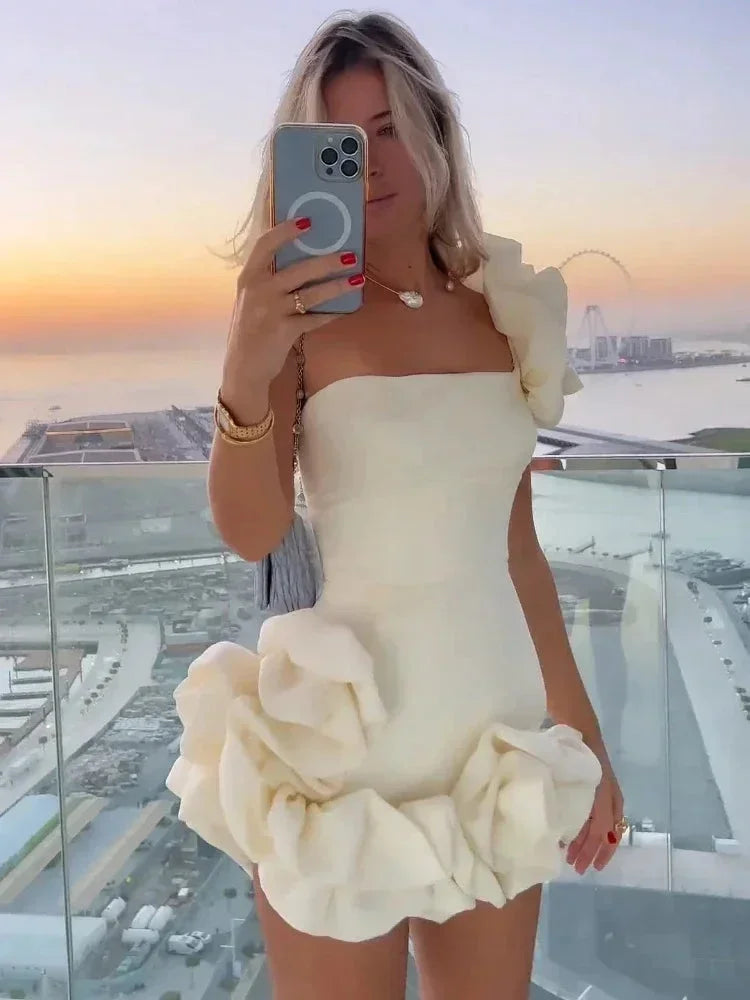 Robe femme bustier à volants tissu doux et coloris variés – Image 2