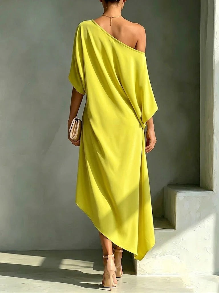 Robe femme une épaule fluide élégance moderne – Image 5